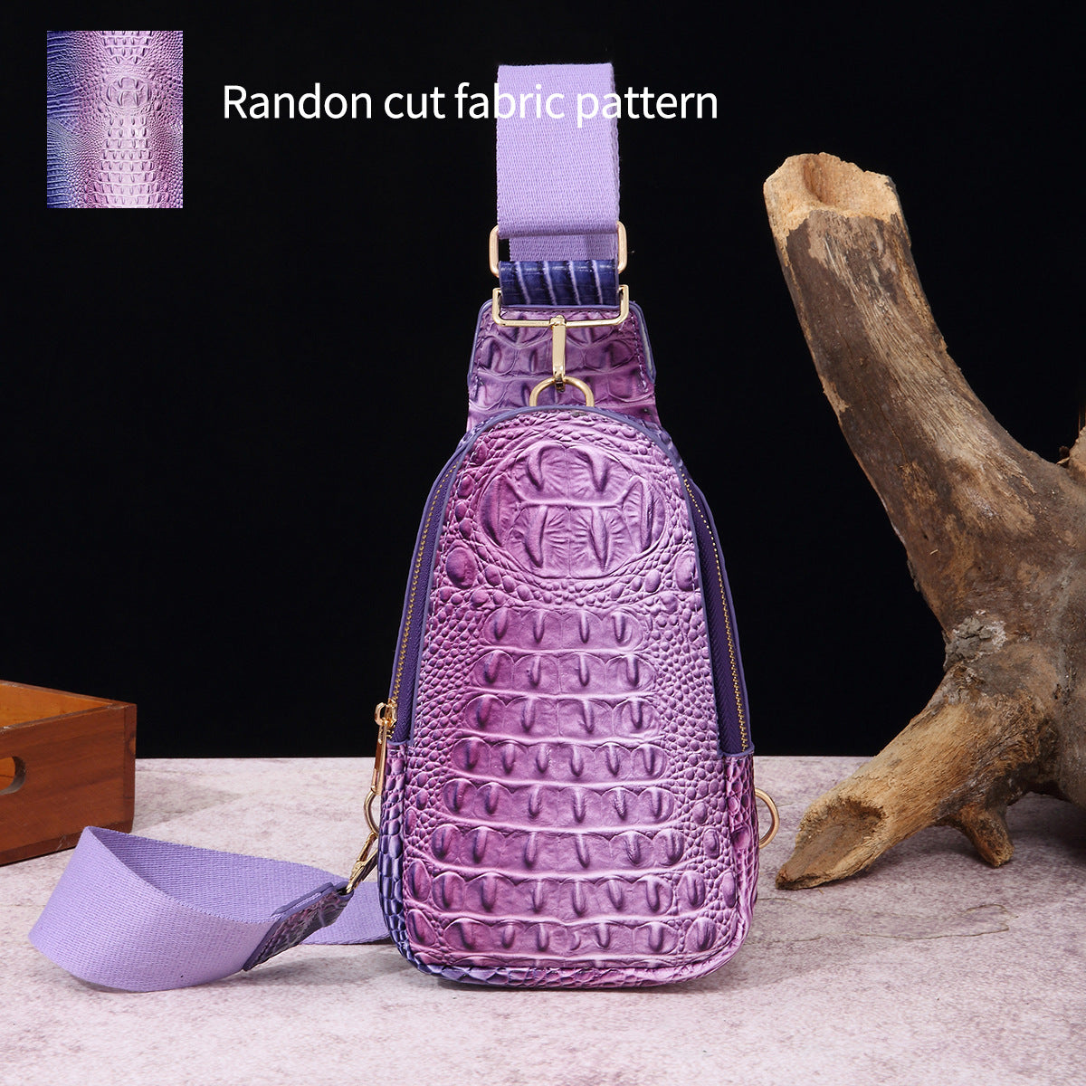 Wholesale PU Wide Shoulder Strap Women's Crocodile Pattern Chest Bag Waist Bag Crossbody Bag